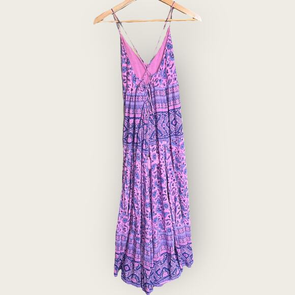 Spell & The Gypsy Journey Strappy Maxi Dress Medium Mulberry Cotton Resortwear - Picture 8 of 12